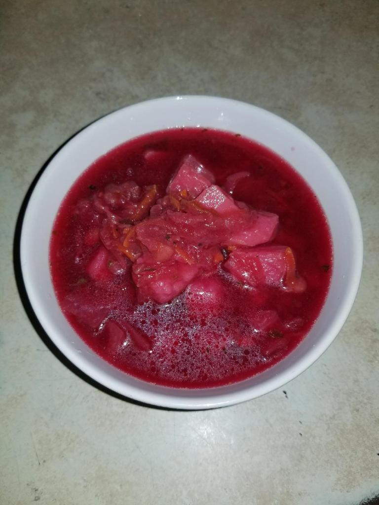 Ukrainian Borscht Soup · Barszcz borschtingredients: kidney beans, beets, cabbage, carrot, potato, celery, tomato, paste, garlic, onion, spices may contain following spices unless already listed ingredients carrot, onion, celery, parsley, salt, pepper, maggie, allspice.
