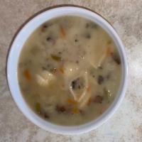 Mushroom Soup · Zupa pieczarkowa 
Ingredients: Mushrooms, carrot, oniom, celery, noodle
MAY CONTAIN FOLLOWIN...