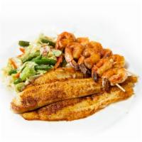 Seafood Special · 2 pieces fish and 5 pieces fried or grilled shrimp with fries and 20oz cup drink.