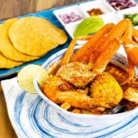 Seven Seas Soup · cod, mussels, octopus, langostino, shrimp, snow crab leg cluster, zucchini, squash, corn on ...