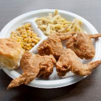 4 Wing Dinner Meal · Served with choice of 2 sides and biscuit.
