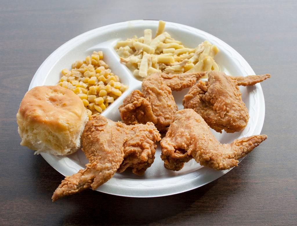 4 Wing Dinner Meal · Served with choice of 2 sides and biscuit.
