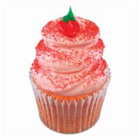 Strawberry Shortcake Cupcake · Strawberry cake with fresh strawberries baked in, topped with strawberry buttercream frostin...