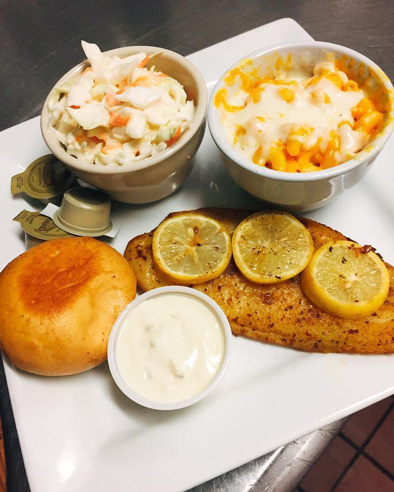 Catfish · Choice of breaded or grilled fish. Served with your choice of 2 sides.