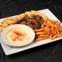 Gyros Platter · Generous portion of gyros meat, served with fresh lettuce, tomato and red onion, French frie...