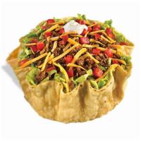 Beef Taco Salad  · Crispy taco shell with beans, lettuce, tomatoes, shredded cheddar cheese, and taco meat and ...