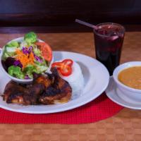 Solano Especial Combo · Served with half a chicken, salad, french fries or rice and beans. 
