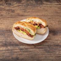 California Turkey Sandwich · Comes with bacon, avocado, tomatoes, lettuce and roasted pepper spread on rosemary focaccia.