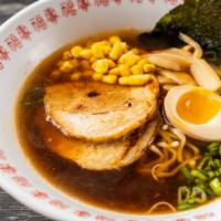 #3 Tokyo Soy Sauce Ramen · Soy sauce Pork broth: chashu Pork, ramen egg, green onion, bamboo shoots, corn, seaweed with...