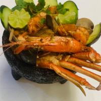 Molcajete Mariscos  · Shrimp, octopus, abalone, crab,avocado, and salsa.