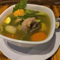 Caldo De Pollo · Chicken soup. pumpkin, potato, corn, carrot, squash, onion,cilantro
served w/ rice or corn t...