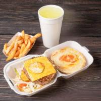Cheeseburger (1/2 lb.) - Combo · Lettuce, tomato onion, pickle, ketchup mayo, mustard, cheese.