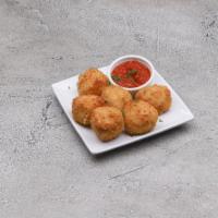 6 Piece Fried Macaroni and Cheese Balls · Side of Pizza Sauce