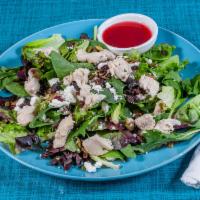 Harvest Salad, 1/2 or whole, All organic · Mixed greens, goat  OR feta cheese, dried cranberries, raisins, pumpkin and sunflower seeds....