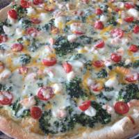 Shrimp and Spinach Pizza · Served with Alfredo sauce.