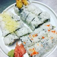 Sushi Roll Combo C · California roll, snow crab roll and shrimp tempura roll.