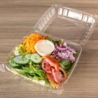 House Salad  · Included mixed salad, tomatoes, carrots, cucumbers, onions and ranch dressing.