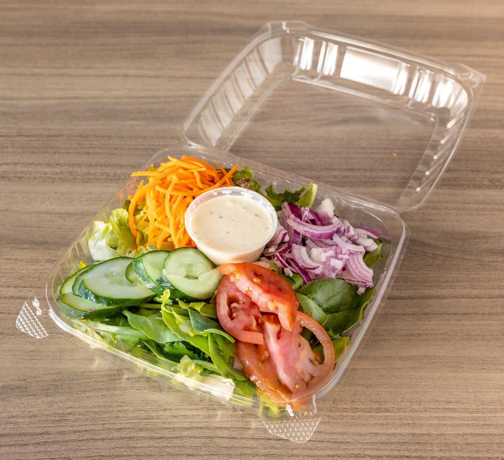 House Salad  · Included mixed salad, tomatoes, carrots, cucumbers, onions and ranch dressing.