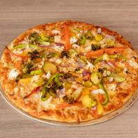 Healthy Veggie Pizza · Included: tomato basil marinara, mixed cheese, tomatoes, roasted cauliflower, roasted brusse...