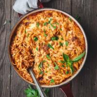 Million Dollar Baked Spaghetti · Included: spaghetti noodles, cream cheese, creamy basil marinara, mixed cheese