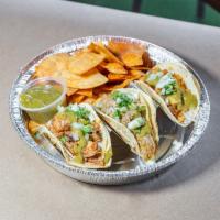 Pulled Chicken Street Tacos · 3 smoked pulled chicken tacos with cilantro, onion and housemade salsa served with housemade...