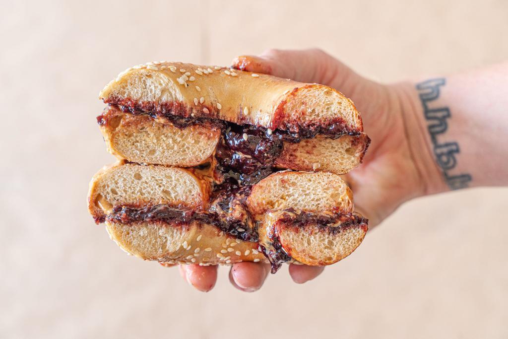PB and Locally Made J Sandwich · Peanut butter and jelly or jam. 