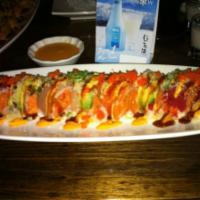 Out of Control Roll · Most popular. Spicy tuna and tempura flake topped with tuna, salmon, yellowtail, avocado, ma...