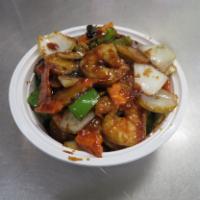 Shrimp with Black Bean Sauce · Spicy, sweet, and salty sauce made from fermented black beans.