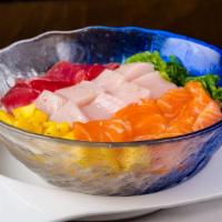 Hawaii Poke Bowl · Fresh tuna, salmon and yellowtail with seaweed salad and oshinko.
