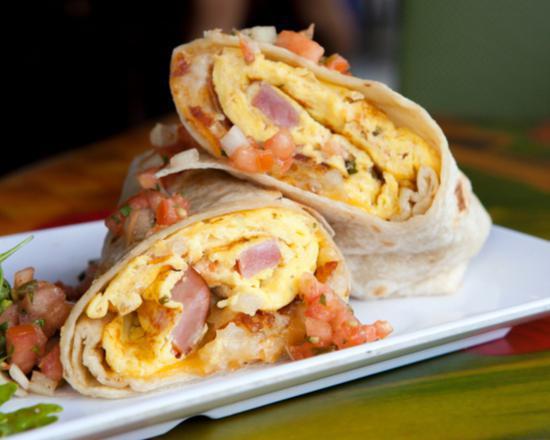 Breakfast Burrito with Egg and Cheese · Fresh eggs, and melted cheese wrapped in a warm tortilla with a side of home fries.