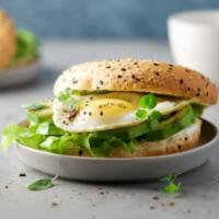 Bagel with 2 Eggs · Fresh baked bagel with fresh eggs.