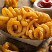 Curly Fries · Hand-cut curly fries.