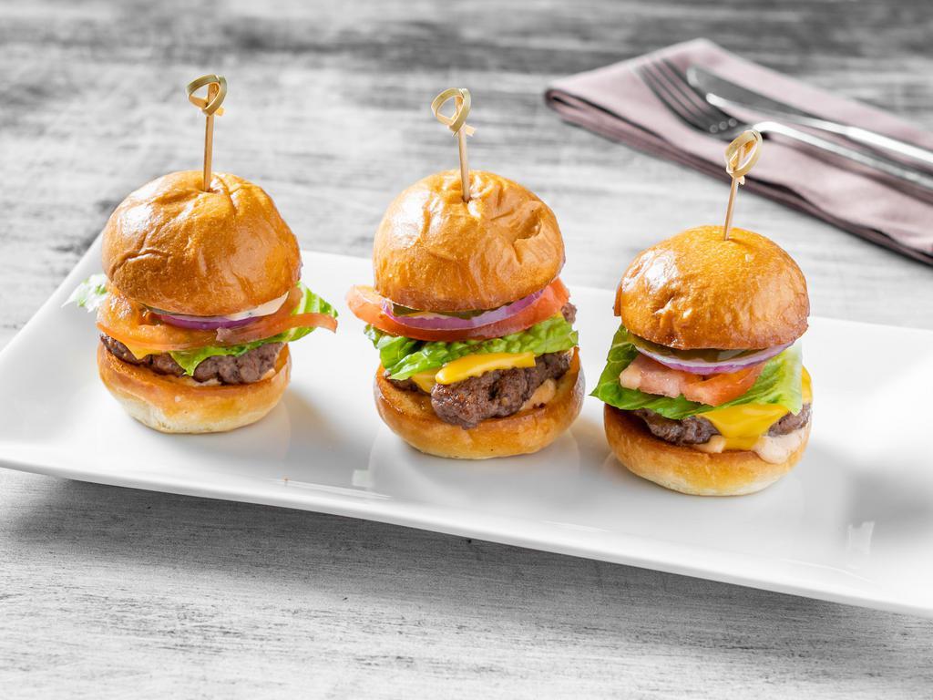 Beef Slider · Lettuce, tomato, onions, pickles, American cheese & secret sauce.