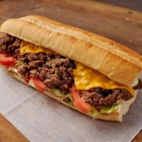 Chop Cheese Sandwich · it is made on a grill with ground beef, onions, and topped by melted cheese and served with ...