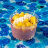 Bora Bora Bowl · Made with our refreshing tropical blend (açaì, pineapple, mango, banana, peach, strawberry, ...