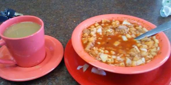 Menudo · Beef tripe soup with a red chili pepper base. 