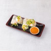1. Salad Roll · 2 pieces. Rice noodle, tofu, vegetable wrapped in rice paper and served with peanut sauce.