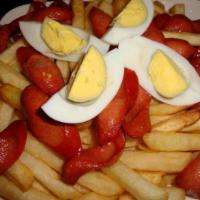 17. Salchipapas · French fries and hot dog.
