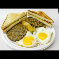 2 Eggs and Sausage Platter  · Served with potato and toast.