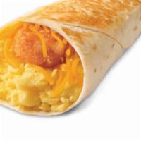 Cheesy burrito · 3 eggs, Boar’s Head® American cheese, Muenster cheese and Home fries