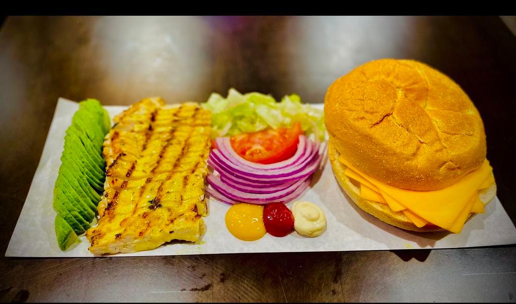 Grilled Chicken Sandwich (Hot or Cold) · Served with Tomato, Lettuce and your choice of Cheese.