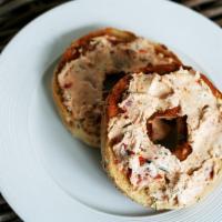 Bagel and sun Dried Tomato cream cheese · 