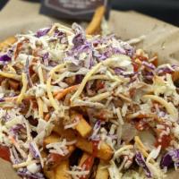 Hand Cut Fry Basket 2 · Bacon, melted cheddar, tangy slaw and Carolina bbq.