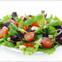 Mista Salad · Mix greens, cherry tomatoes and cucumbers in a balsamic dressing.