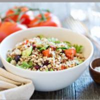 Quinoa Salad  · Chickpeas, Crispy Cucumbers, Red Onion, Parsley, Toasted In A Creamy Feta Dressing