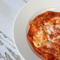 Baked Ziti · Oven baked ziti in a signature tomato sauce and ricotta cheese.