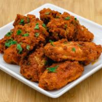Party Wings · Crispy, crunchy, tender, and jumbo party wings. Choice of plain, Buffalo, BBQ, spicy BBQ, Na...