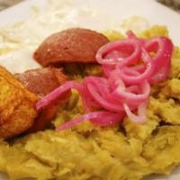 Dominican Breakfast · mangu, salami, cheese and eggs any style. Let us know if you want onions