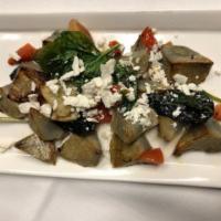 Sautéed Artichokes · Garlic Confit, Tomato, Black Olives, Basil, Ricotta Salata