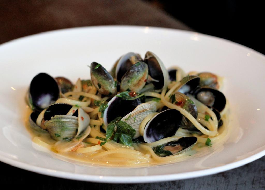 Linguine and Clams · Garlic, extra virgin olive oil, parsley and crushed red pepper.